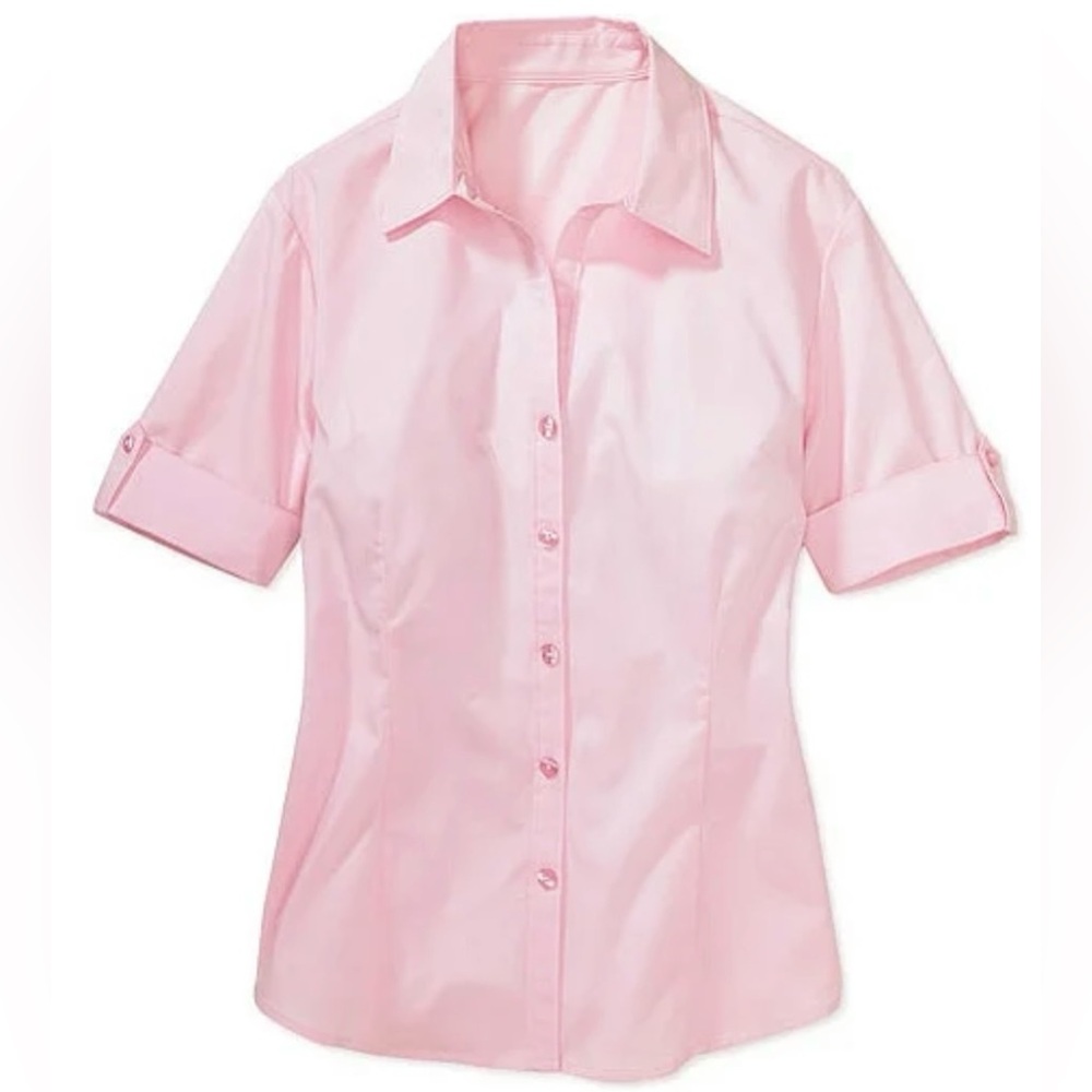 George Women's pink Short-Sleeve Button-Down Shirt